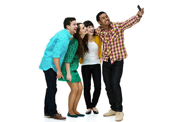 grupo de amigos a tirar uma selfie - women puerto rican ethnicity smiling cheerful imagens e fotografias de stock