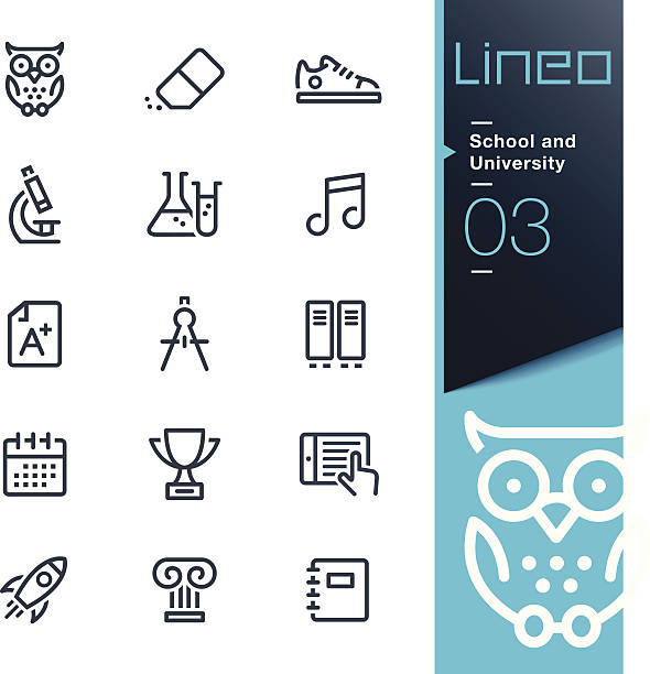 lineo-school, uniwersytet szkic ikony - teaching music learning sign stock illustrations