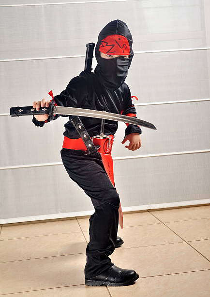 Boy dressed up for Halloween / Purim as a Ninja