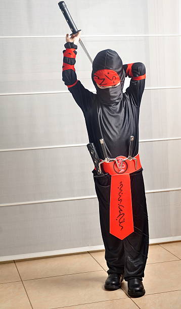 istock Boy dressed up for Halloween / Purim as a Ninja 481093857