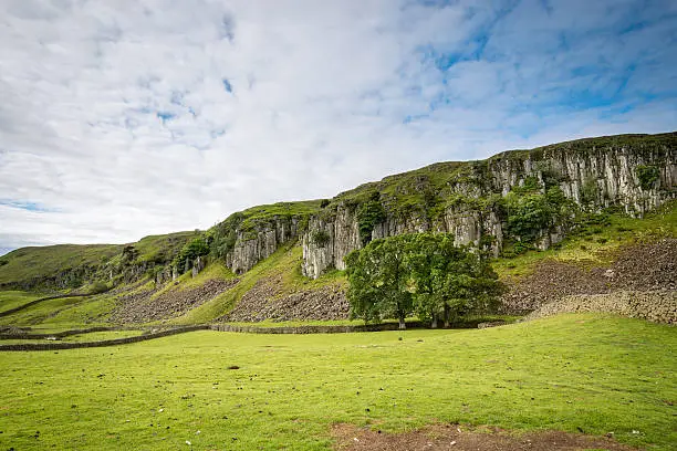 This splendid escarpment known as the Holwick Scar is part of the Whin Sill in Teesdale and popular with climbers