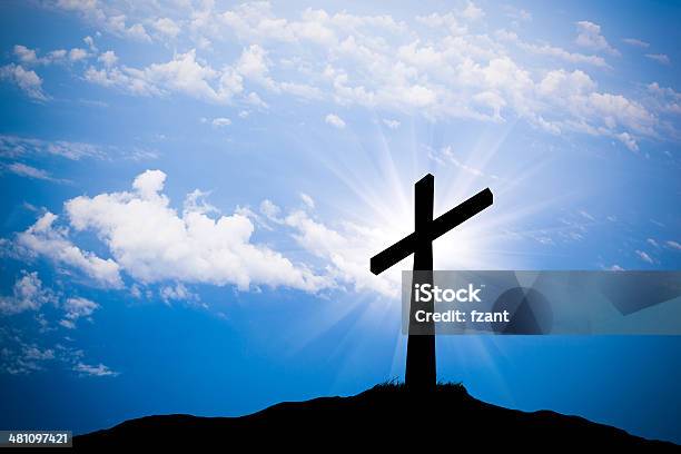 Cross Silhouette Stock Photo - Download Image Now - Religious Cross, Cross Shape, Blue