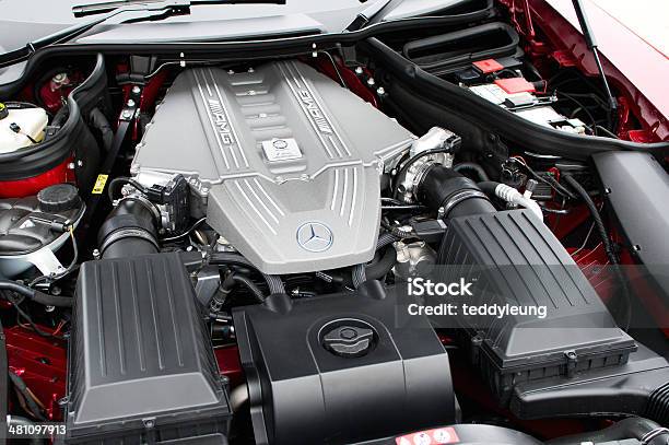 Mercedesbenz Sls Roadster Engine Bay Stock Photo - Download Image Now - Mercedes-Benz, Car, Engine