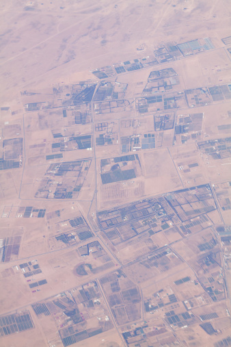 Aerial view and shot of landscape in Iraq between Basra and Ahvaz.