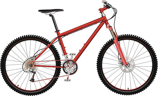 czerwony rower górski - bicycle gear bicycle gear mtb stock illustrations