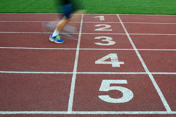 istock Blurred athlete by a slow camera shutter speed crossing 481099431