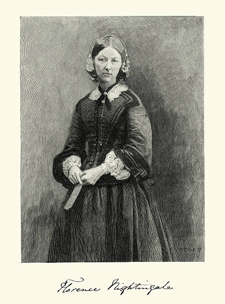 porträt von florence nightingale - victorian style engraving engraved image photography stock-grafiken, -clipart, -cartoons und -symbole