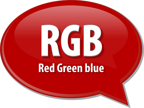 Speech bubble illustration of information technology acronym abbreviation term definition RGB Red Green Blue