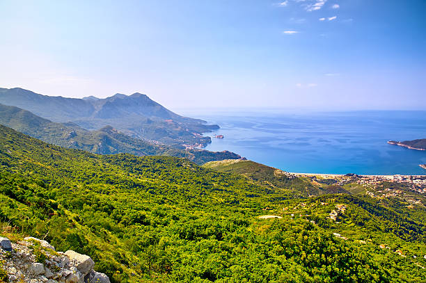 istock Morning beach with sea and mountain views. Montenegro 481101300