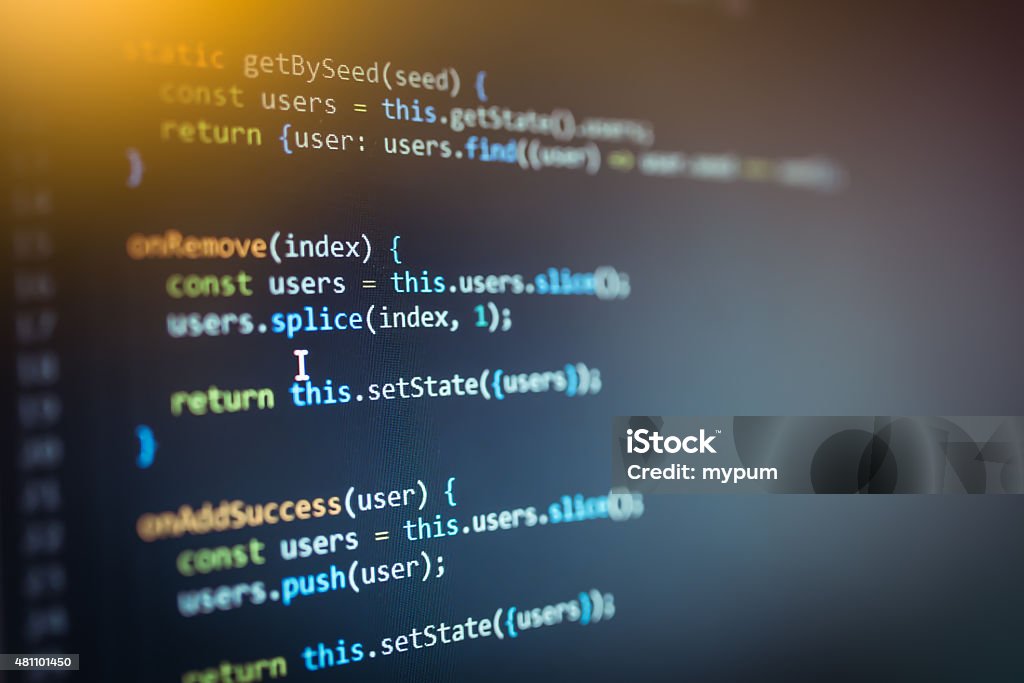 Program Code React And Javascript On Lcd Screen Stock Photo - Download ...