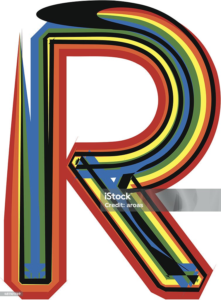 colorful font letter R colorful font letter UPPERCASE Abstract stock vector