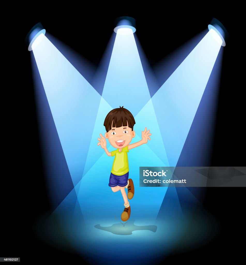 Mignon petit garçon danser dans la scène - clipart vectoriel de Spot libre de droits