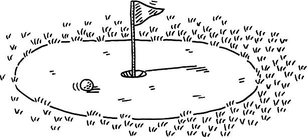 ゴルフの国旗パッティングの描出 - sports flag flag shadow golf flag点のイラスト素材／クリップアート素材／マンガ素材／アイコン素材