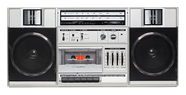 Old School boombox isolated on white stock photo
