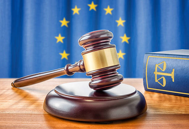 Gavel and a law book - European union stock photo