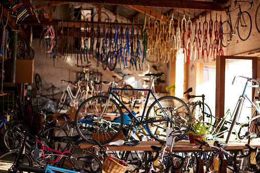 Shot of a bicycles and equipment in a bicycle repair shophttp://195.154.178.81/DATA/i_collage/pu/shoots/805313.jpg