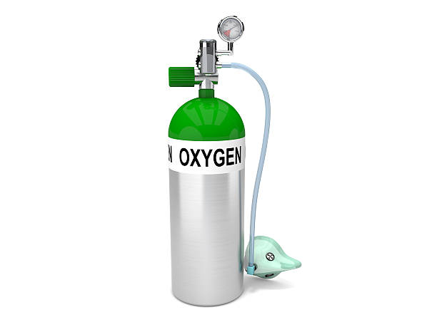 oxygen 3D rendered oxygen tank and mask on white background oxygen tank stock pictures, royalty-free photos & images