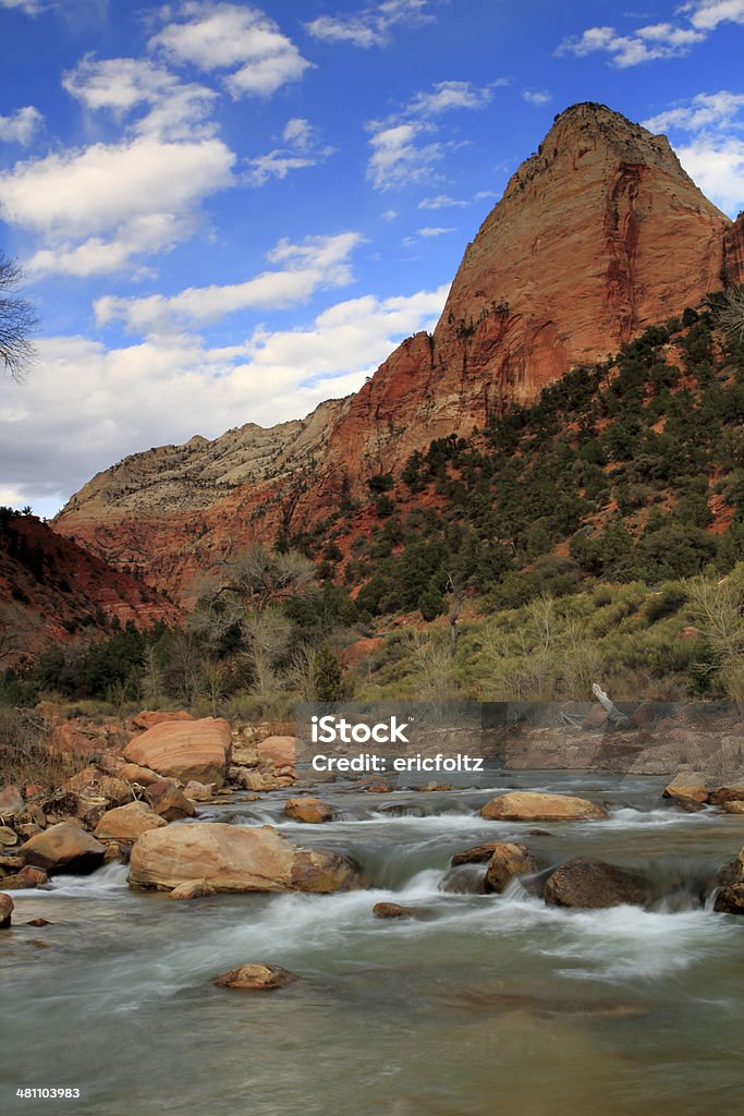 La Virgin River qui coule à travers le Canyon de Zion - Photo de Canyon libre de droits