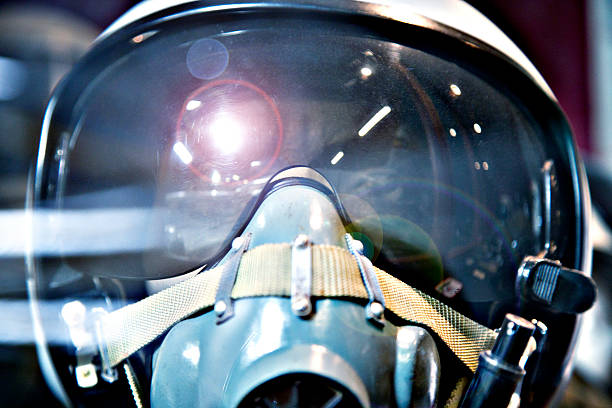 Fighter pilot helmet stock photo