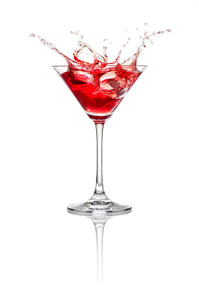 istock Red cocktail with ice cubes and splash 481104474