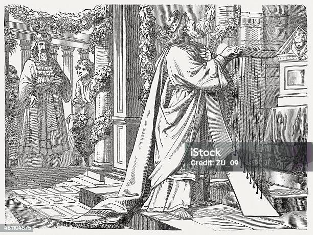 King Davids Worship Wood Engraving Published In 1877 Stock Illustration - Download Image Now