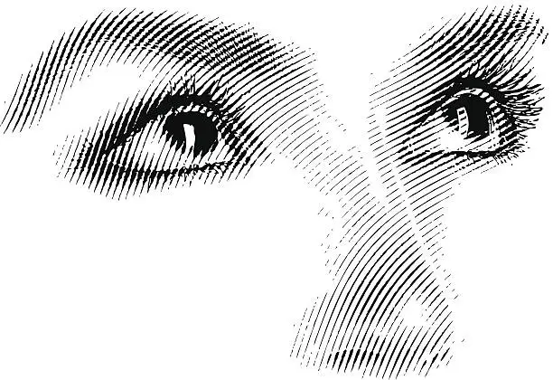 Vector illustration of Engraving Of Eyes Looking Up