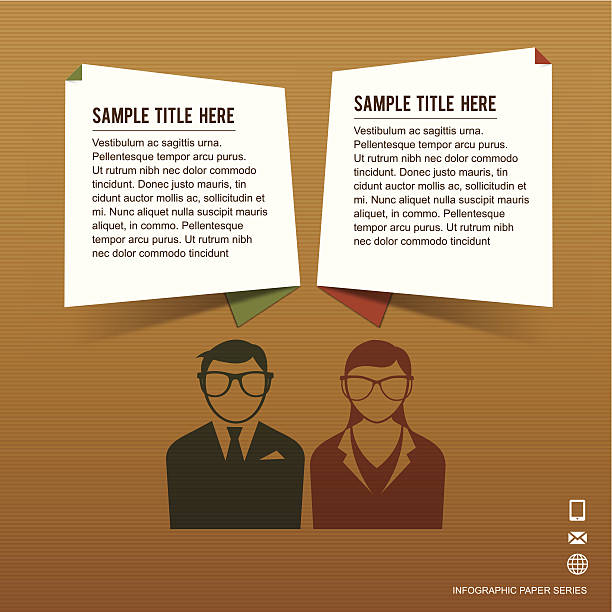 Infographic of conversation or opinion on brown paper vector art illustration