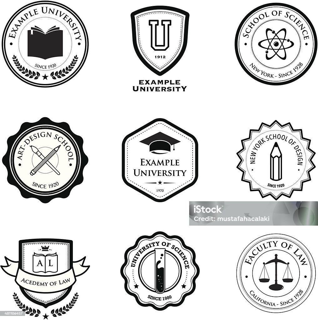 university y la educación, credenciales - arte vectorial de Escudo de armas libre de derechos