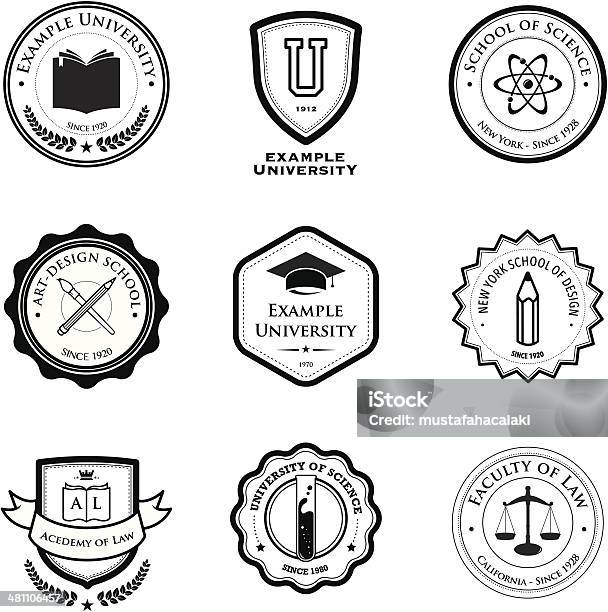 Ilustración de University Y La Educación Credenciales y más Vectores Libres de Derechos de Escudo de armas - Escudo de armas, Universidad, Educación
