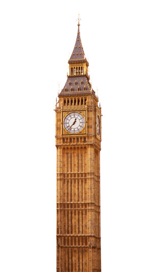 Big Ben Tower in London, isolated on white. See my other UK photos:  http://www.oc-photo.net/FTP/icons/london.jpg