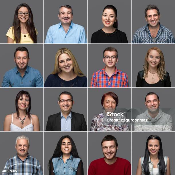 Headshots De Carácter Multiétnico De Gente Foto de stock y más banco de imágenes de Foto de cabeza - Foto de cabeza, Colección, Imagen múltiple