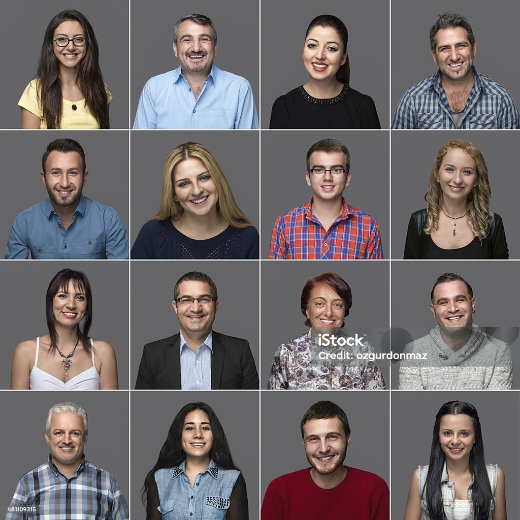 Headshots wielu etnicznych ludzi - Zbiór zdjęć royalty-free (Ujęcie głowy)