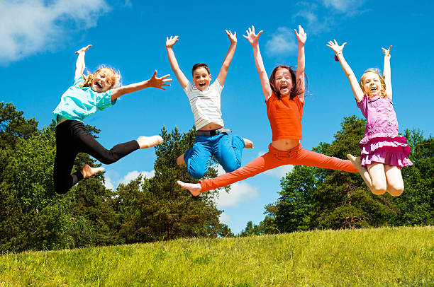 Happy active children stock photo