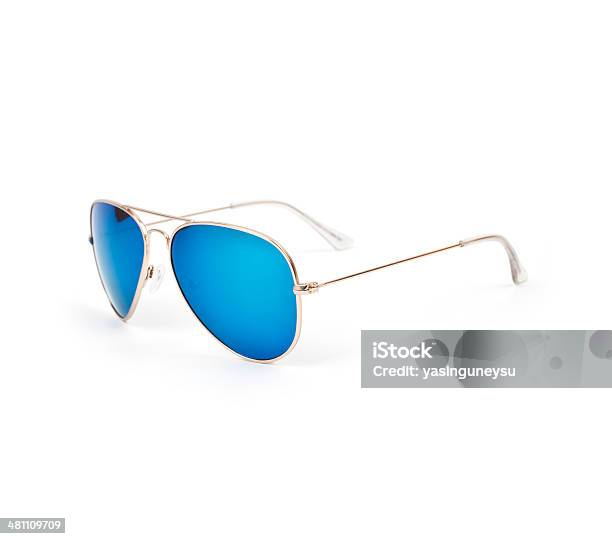 Blue Aviator Sunglasses Stock Photo - Download Image Now - Sunglasses, Aviator Glasses, Side View