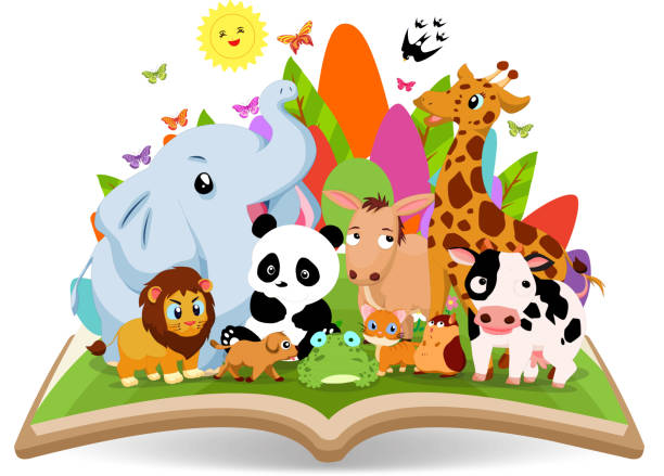 istock Funny Animal Cartoon in the forest on the book 481109710