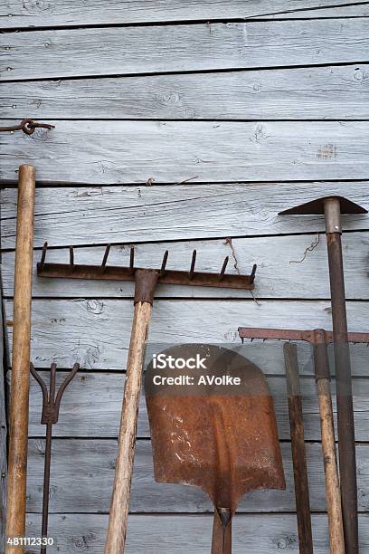 The Old Rusty Tradition Tools Stock Photo - Download Image Now - Rake, Shovel, Gardening