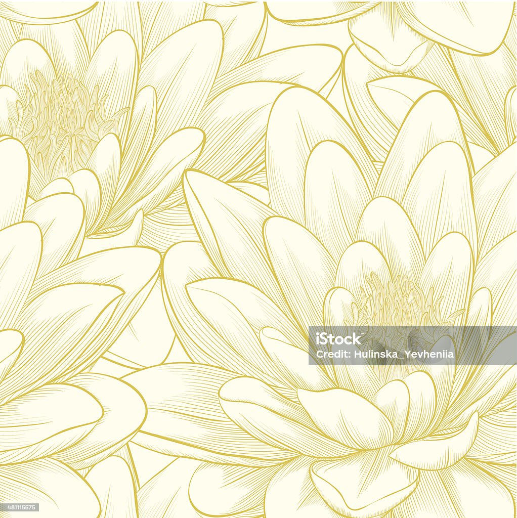 seamless pattern with lotus flowers. Beautiful seamless pattern with lotus flowers. Hand-drawn contour lines and strokes. Perfect for background greeting cards and invitations of the wedding, birthday Lotus Water Lily stock vector