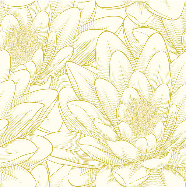 seamless pattern with lotus flowers. Beautiful seamless pattern with lotus flowers. Hand-drawn contour lines and strokes. Perfect for background greeting cards and invitations of the wedding, birthday lotus flower drawing stock illustrations