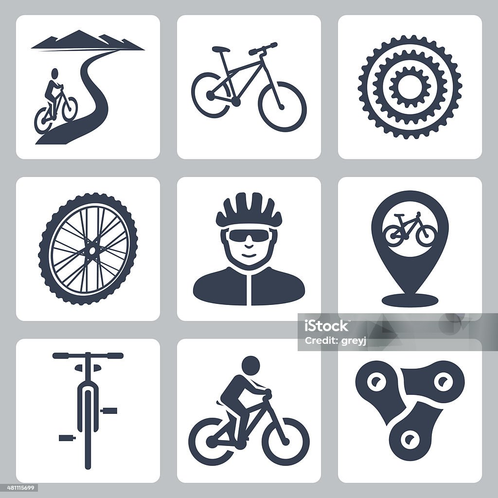 Vector bicycling, cycling icons set Cycling stock vector