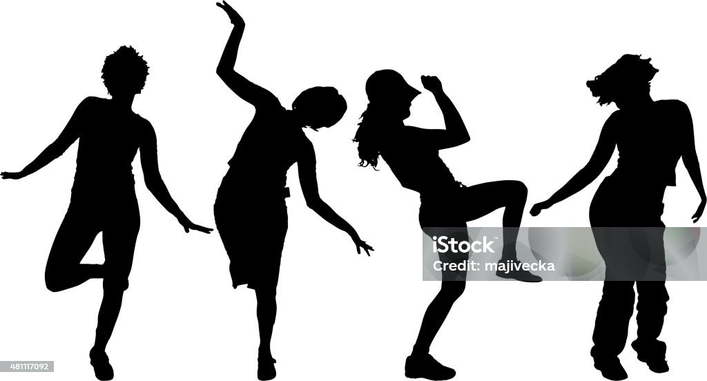 Vector silhouettes of women. Vector silhouettes of women on a white background. Dancing stock vector