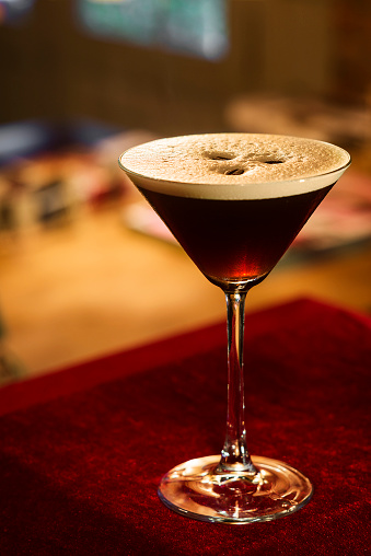 espresso expresso coffee martini cocktail in bar