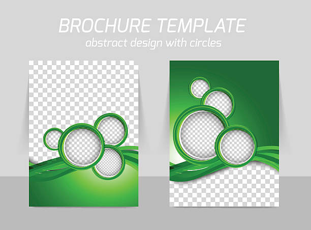Green brochure Green brochure with circles and wave for template leaflet booklet design flyer leaflet photos stock illustrations