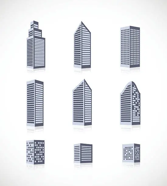 Vector illustration of Set of buildings icons