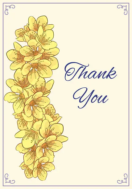 Vector illustration of Image of a drawing of a thank you card