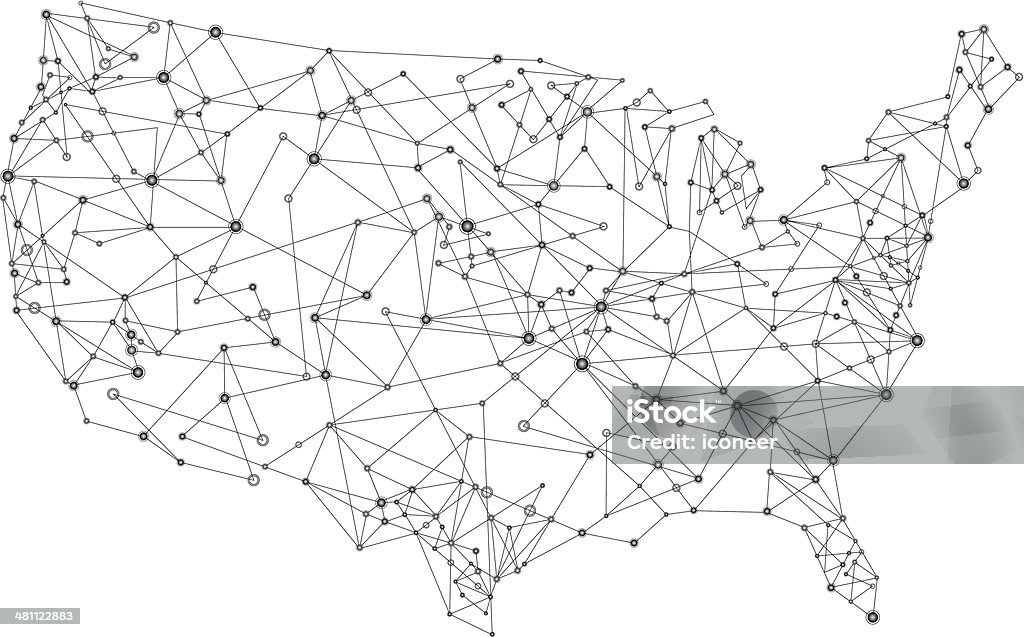 USA network Karte - Lizenzfrei Karte - Navigationsinstrument Vektorgrafik