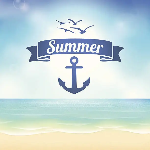 Vector illustration of Summer beach Background with label