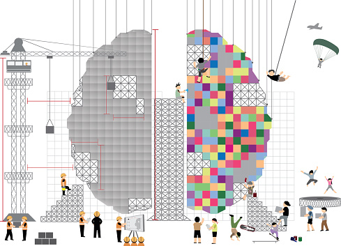 Brain Shape Building Brainbulidingconceptvector Stock Illustration - Download Image Now ...