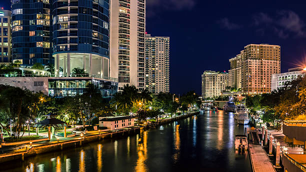 istock Nighttime At Riverwalk On Tarpon River In Fort Lauderdale Florida 481128944