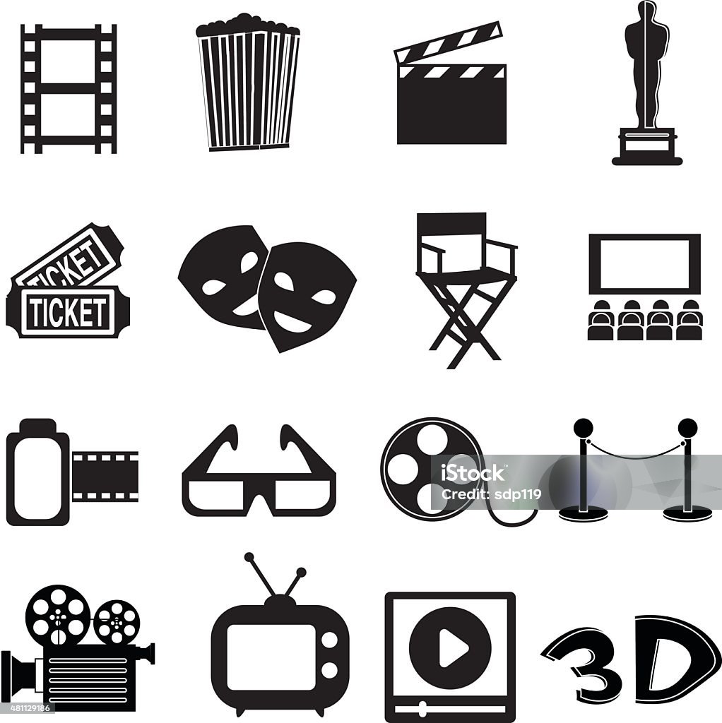 Cinema icons set Cinema icons set in black. 2015 stock vector