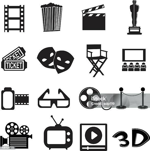 Cinema Icons Set Stock Illustration - Download Image Now - 2015, Abstract, Backgrounds